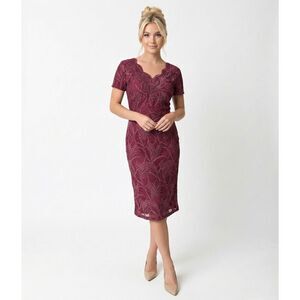 JS Collections Burgundy Soutache Dress 4 NWT Embroidered Cocktail Wedding Guest